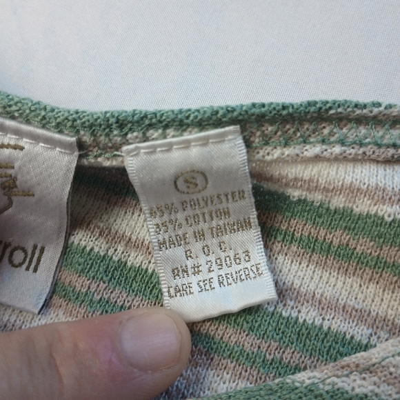 MJ Carroll Autum Colored Blouse Top Womens size Small Stripped short sleeve - Picture 4 of 5